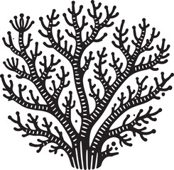 Underwater Sea coral silhouette vector illustration isolated on a white background