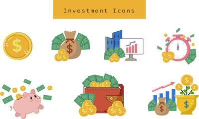 Investment profit saving money icons element vector illustration