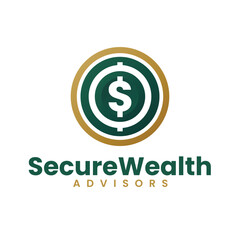 Dollar Sign in Circular Shield in Green and Gold Logo Design