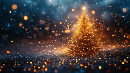 Fototapeta premium Glowing tree winter forest christmas snow scene high resolution hd picture