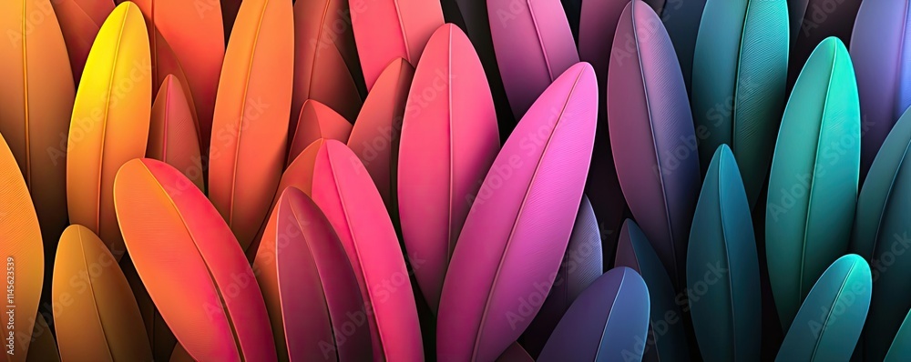Poster micro foliage idea. vibrant abstract background featuring colorful layered shapes in dynamic arrange