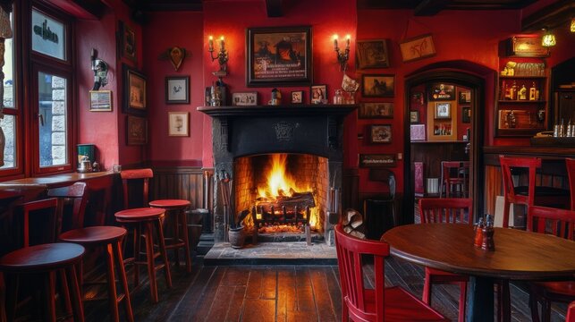 Rustic Fireplace Irish Pub Dingle