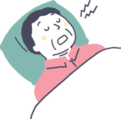 いびきをかいて眠るシニア男性