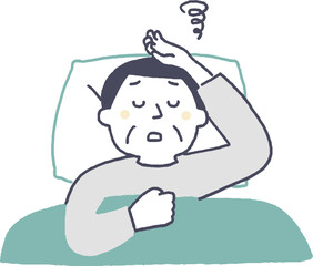 寝付けないシニア男性