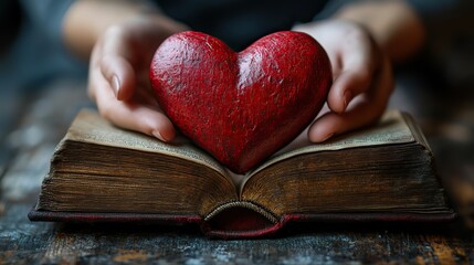 A book with a heart symbolizes the power of love stories, imagination, and creativity in the world of literature.