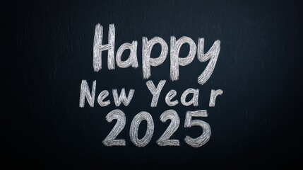 Happy New Year 2025 handwritten on blackboard. (1)