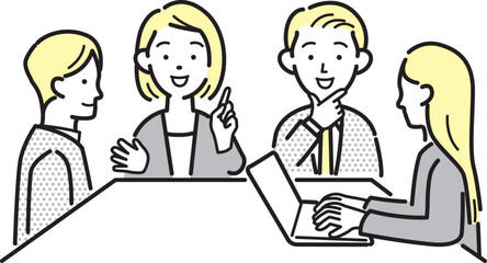会議 ミーティングをするビジネスパーソン イラスト