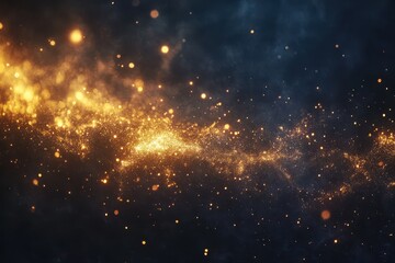 Fototapeta premium Brilliant Golden Fireworks on Night Sky Blurred Background.