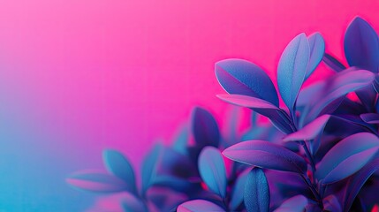 Obraz premium Micro foliage idea. Vibrant foliage against a colorful gradient background showcasing natural beauty.