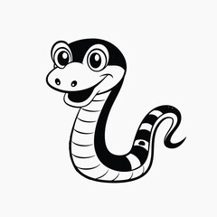 Cute green snake cartoon Vector Hand Drawn Illustration Isolated On Transparent Background