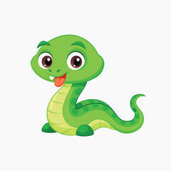 Fototapeta premium Cute snake animal illustration on isolated white background, cool for stickers, logos, t-shirts