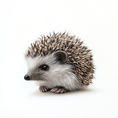 Fototapeta premium Gentle baby hedgehog with delicate spines natural habitat high fidelity image soft lighting close-up perspective
