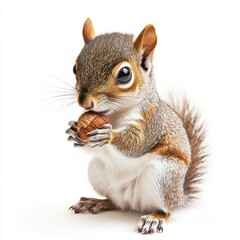 Obraz premium Charming baby squirrel holding acorn in a lush forest nature photography close-up view adorable wildlife moment