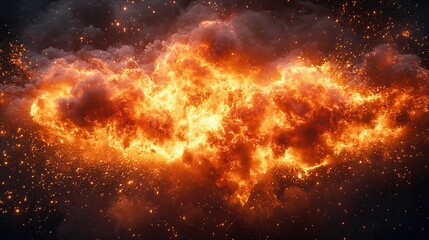 Obraz premium A fiery explosion with smoke represents danger, destruction, and burning energy, creating an inferno effect.