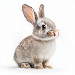 Fototapeta premium Adorable baby bunny sitting on a patch of grass nature high fidelity calm environment close-up cute animal concept