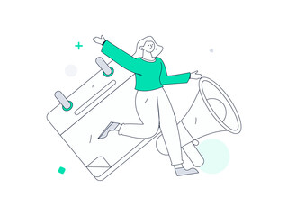 Obraz premium Notification announcement vector creative flat hand drawn illustration 