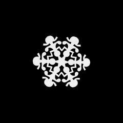 Paper handmade cut out snowflake isolated on black. Christmas texture or background