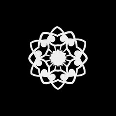 Paper handmade cut out snowflake isolated on black. Christmas texture or background