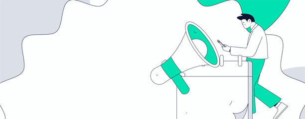 Notification announcement vector creative flat hand drawn illustration
