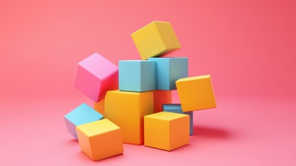 Obraz premium Colorful 3D Cubes Abstract Composition