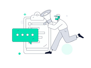 Notification announcement vector creative flat hand drawn illustration
