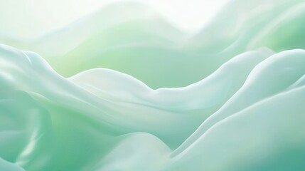 Obraz premium Soft Mint Green Fabric Draped in Gentle Waves