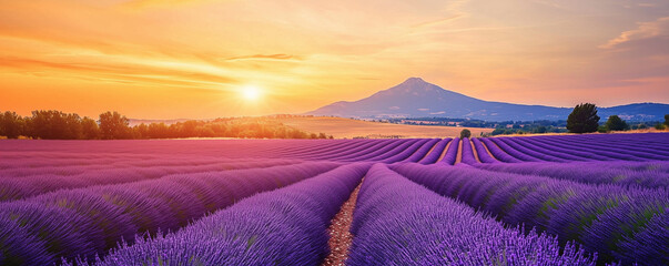 Lavender field at sunset
