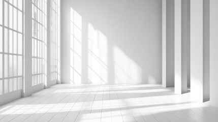 Sunlit White Room Interior Design: Minimalist Architecture and Space