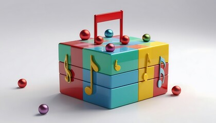 Colorful Music Box: A Playful, Cubist Composition