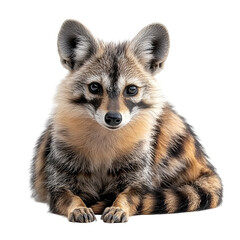 Fototapeta premium Angled view full body shot of an extremely perfect looking single Aardwolf animal isolated on a white transparent background