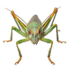 Angled view full body shot of an extremely perfect looking single Achrioptera Manga animal isolated on a white transparent background