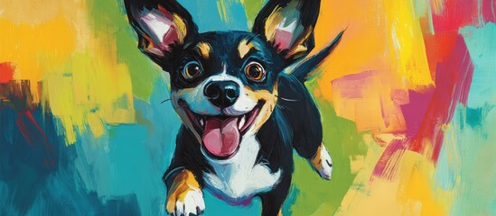 Playful cheerful dog with wagging tail and bright eyes ideal for vibrant greeting cards or joyful pet-related promotional materials