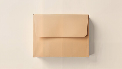 Closed beige envelope on a light background with copy space for branding or text
