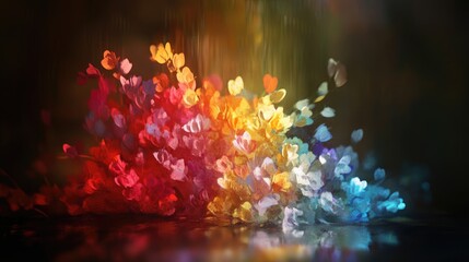 vibrant abstract light painting showcasing a beautiful blend of colorful floral shapes in a dreamy blurred background