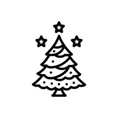 Black line icon for christmas tree