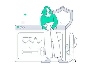 Business network security character flat vector concept operation hand drawn illustration
