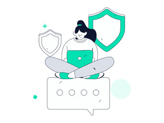 Business network security character flat vector concept operation hand drawn illustration
