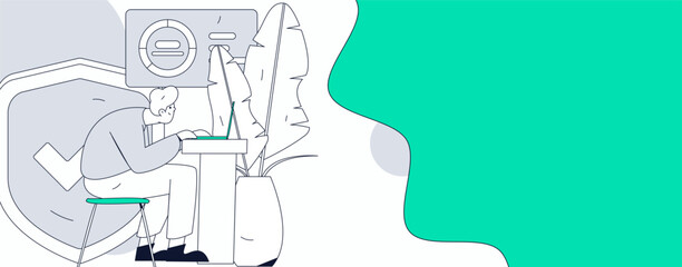 Business network security character flat vector concept operation hand drawn illustration
