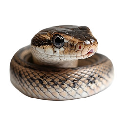 Fototapeta premium Angled view full body shot of an extremely perfect looking single Antiguan Racer Snake animal isolated on a white transparent background
