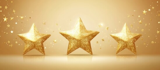 Glittering golden stars in a textured festive background creating a dazzling celebration atmosphere for various events and promotions