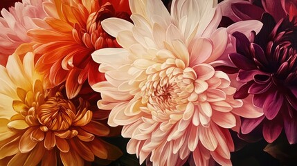 Vibrant Chrysanthemum Flowers in Various Shades for Nature and Floral Themes