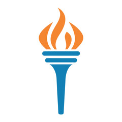 Minimalist flat color Torch Icon Vector Design.