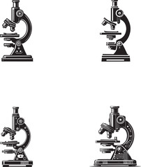 Vintage Microscope Silhouettes Collection