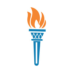 Minimalist flat color Torch Icon Vector Design.