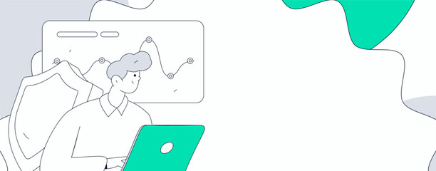 Business network security character flat vector concept operation hand drawn illustration
