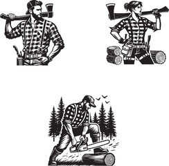 Vintage Lumberjack Silhouettes Collection - Adobe Stock