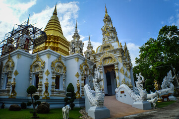 Fototapeta premium Pagoda, Lanna Architecture at Watsridonmoon, smbols of Buddhism, South East Asia at Chiangmai Northern Thailand