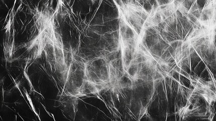Obraz premium Textured creased plastic film with striking black and white tones ideal for background and design applications.