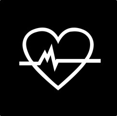 Heart beat icon. Heart beat simple vector icon.Heart beat one line. Continuous lines heart beats drawing.Heart shape with pulse line.Heart and Pulse Trace Icon with Editable Stroke.