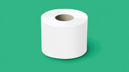 Eco-friendly white toilet tissue roll on vibrant green background for sustainable living concepts and bathroom essentials.